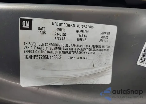 2006 Buick Lucerne Cx from USA, damaged, VIN 1G4HP57206U143353